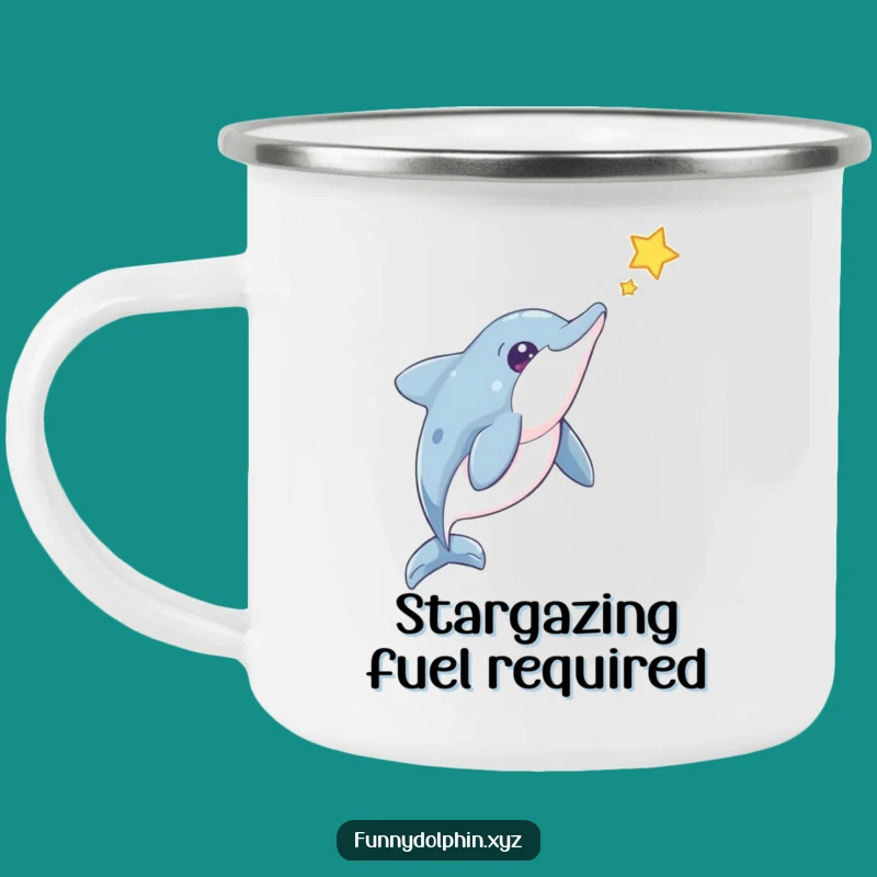 Funny Dolphin Star Gazer Camping Mug: Adventure & Humor for Outdoor Fun
