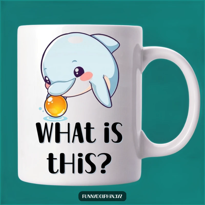 Funny Dolphin Curiosity Mug: Wide-Eyed Dolphin Inspecting, Perfect Humorous Gift