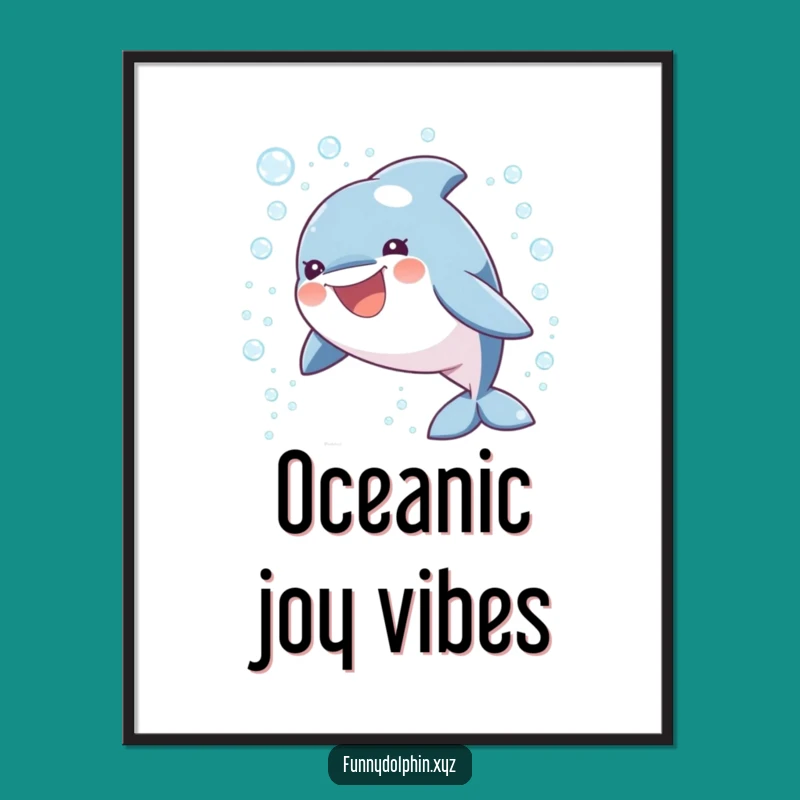 Funny Dolphin Bubble Bliss Digital Art: Playful Dolphin Leaping, Instant Humorous Gift Decor