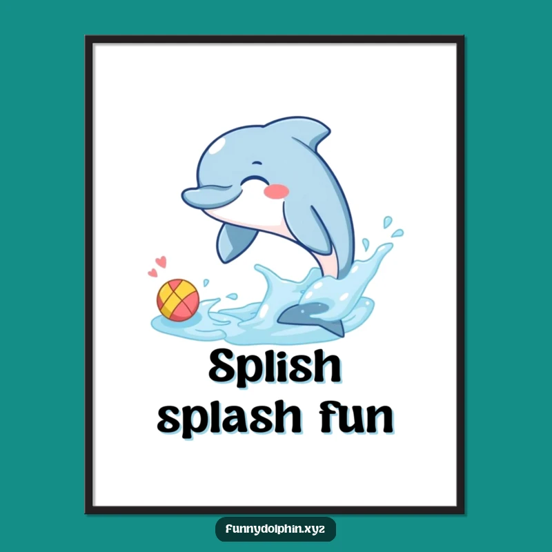 Funny Dolphin Game Poster: Giggling Dolphin Art, Humorous Wall Decor Gift