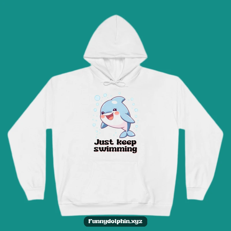 Funny Dolphin Bubble Blast Hoodie: Cozy Round Dolphin, Warm Humorous Gift for All