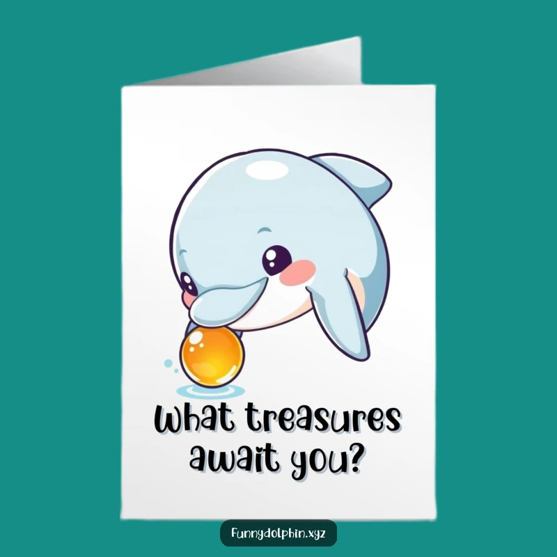 Free Printable Birthday Card: Curious Dolphin Fun, Downloadable Surprise for a Special Day!