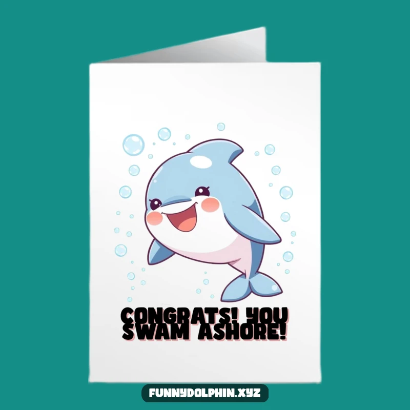 Free Printable Congratulations Card: Joyful Dolphin Splash, Downloadable for Your Big Win!