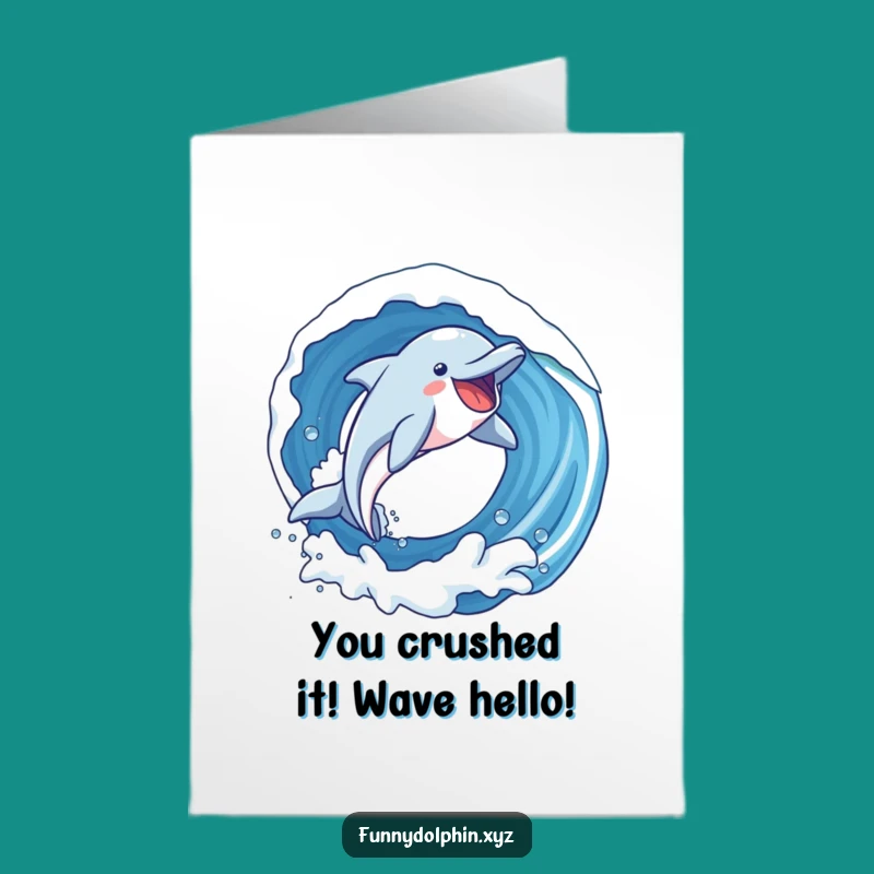 Free Printable Congratulations Card: Dolphin Wave Glory, Downloadable for Your Triumphant Moment!