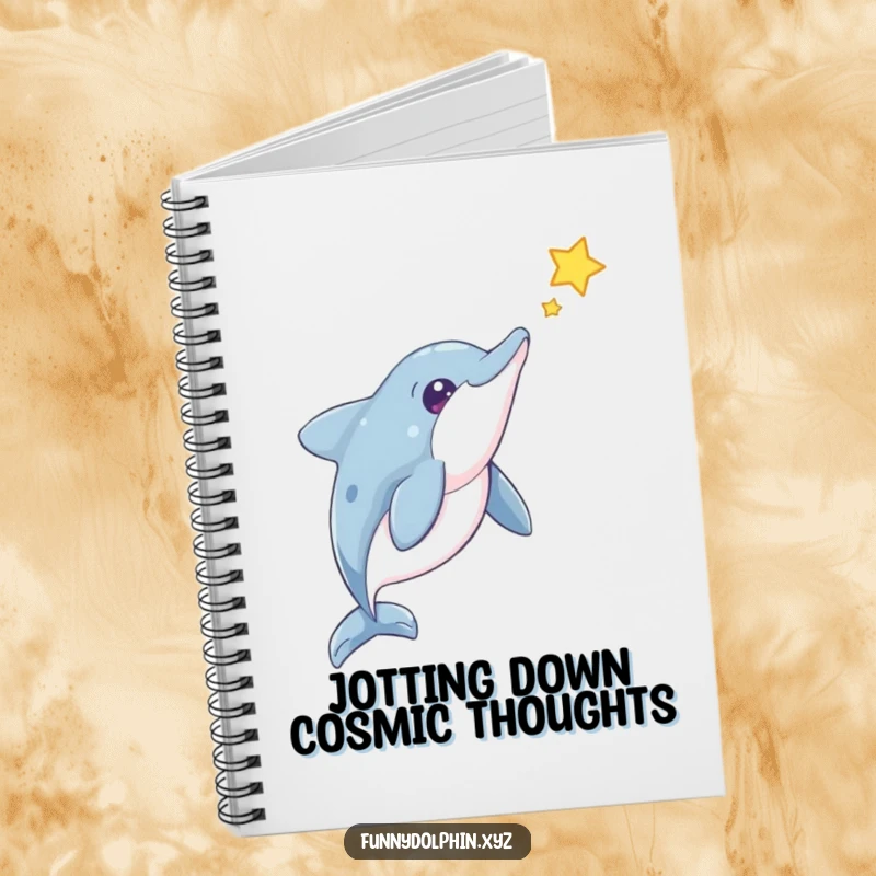 Funny Dolphin Notebook: A lined notebook with a curious dolphin observing a floating star, perfect for notes and sketches.