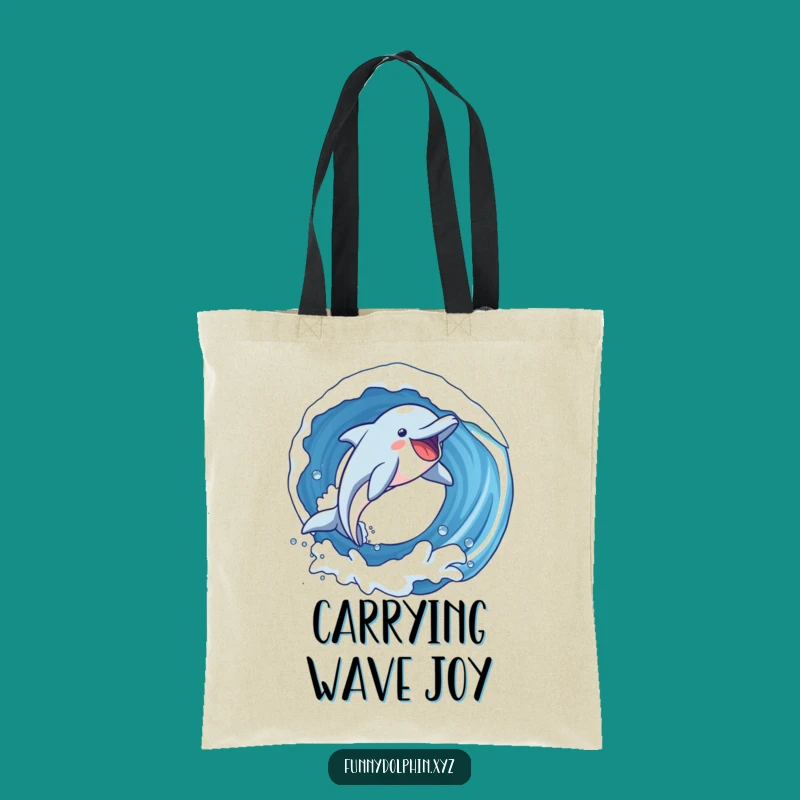 Funny Dolphin Wave Tote: Joyful Dolphin Bag, Stylish Humorous Gift Carrier